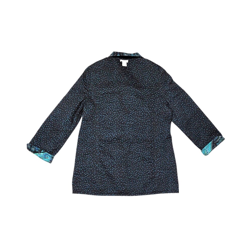 PATTY KIM Women's Jacket Blue Multi Paisley Polka Dot Reversible Sz Large Coat - Picture 12 of 12